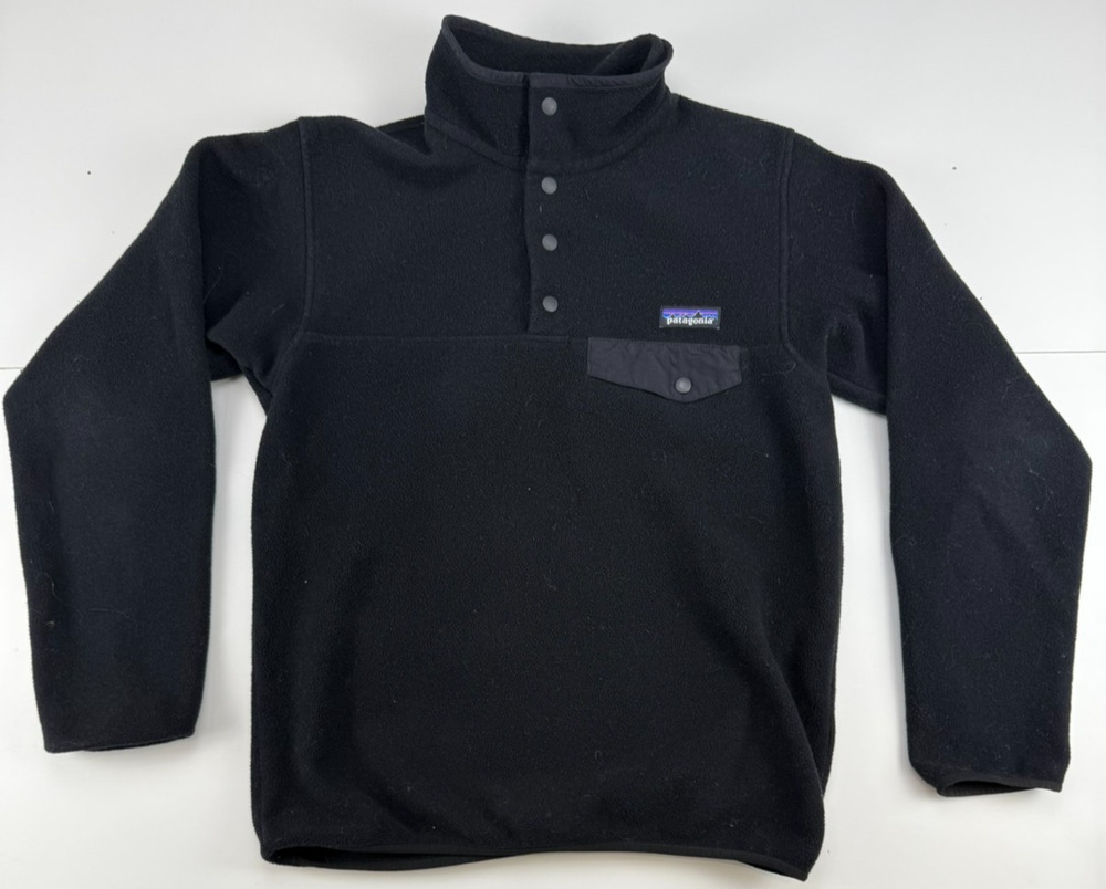 Patagonia Lightweight Synchilla Snap T Pullover Womens Small Black Fleece FA15